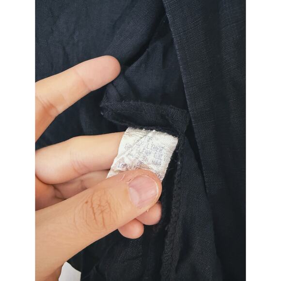 Yves Cossette Saks Fifth Ave Black Linen Button Up Top S Quiet Luxury Capsule - Picture 8 of 8